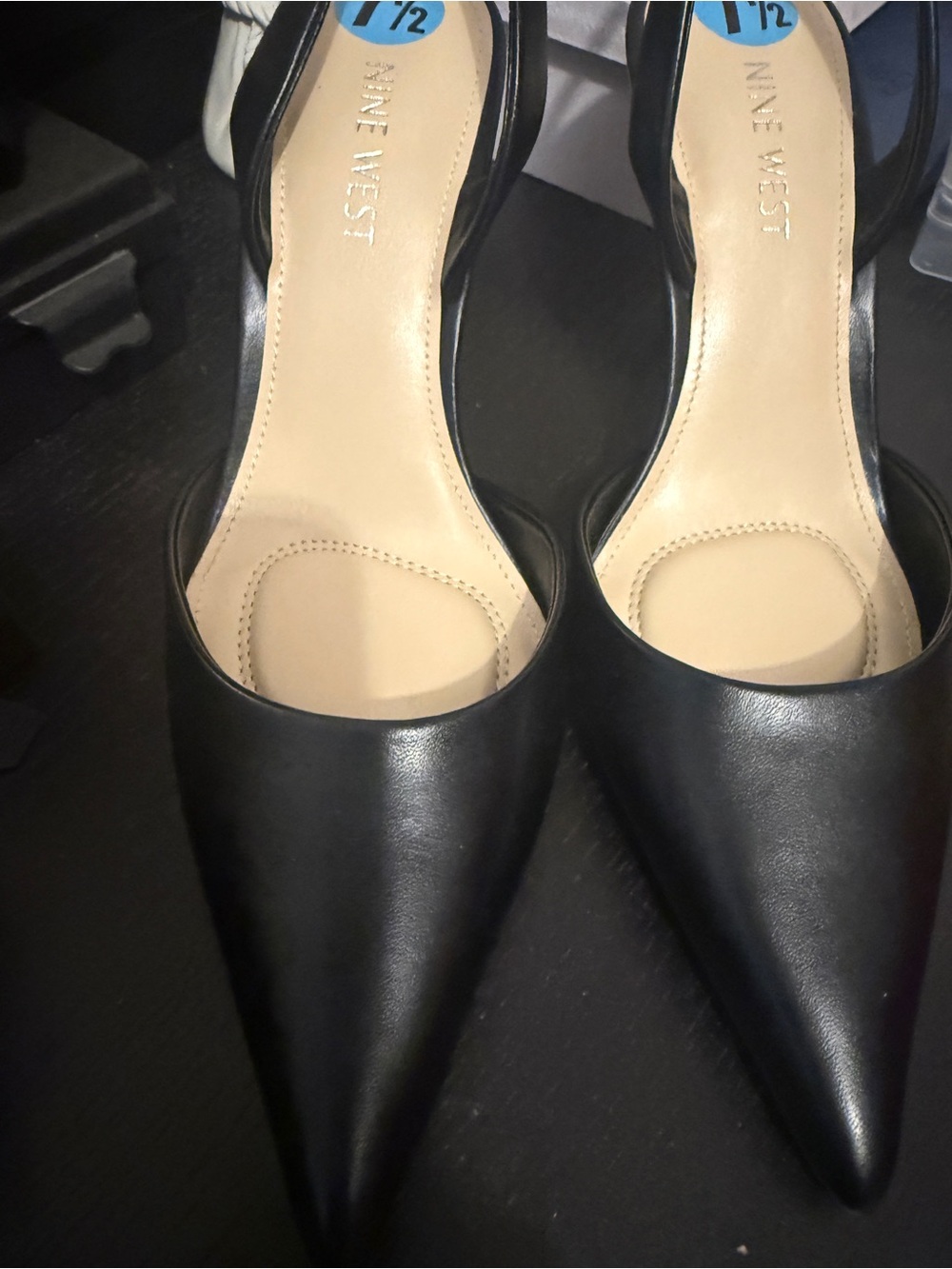 Nine West Black Pointed-Toe Slingback Pumps